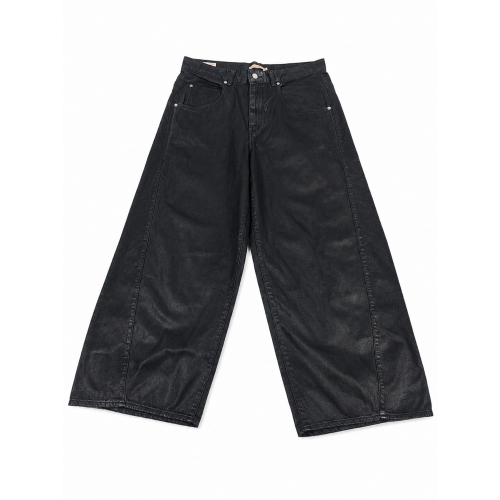 Levi's Super Baggy Barrel Black Coated Jeans Leather Look Wide Leg Premium 30x30